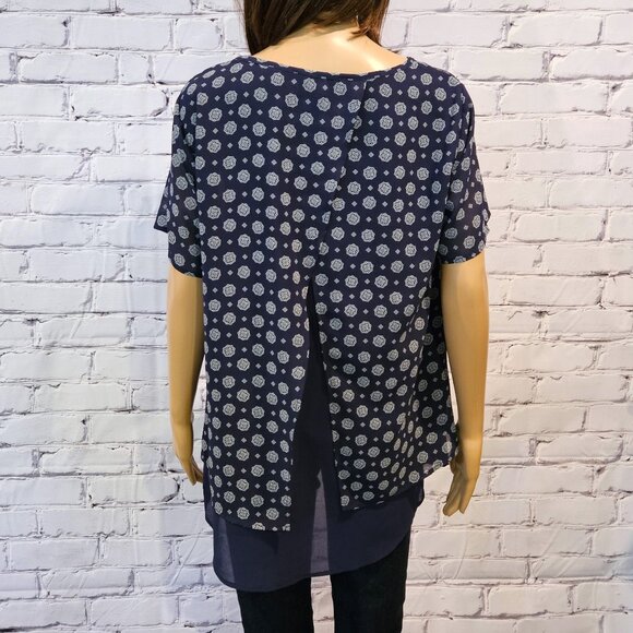 MICHAEL KORS, short sleeve geometric floral print blouse - Picture 10 of 11